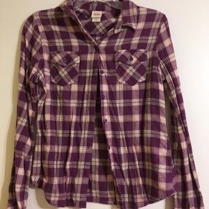Purple Plaid Button-Up Flannel